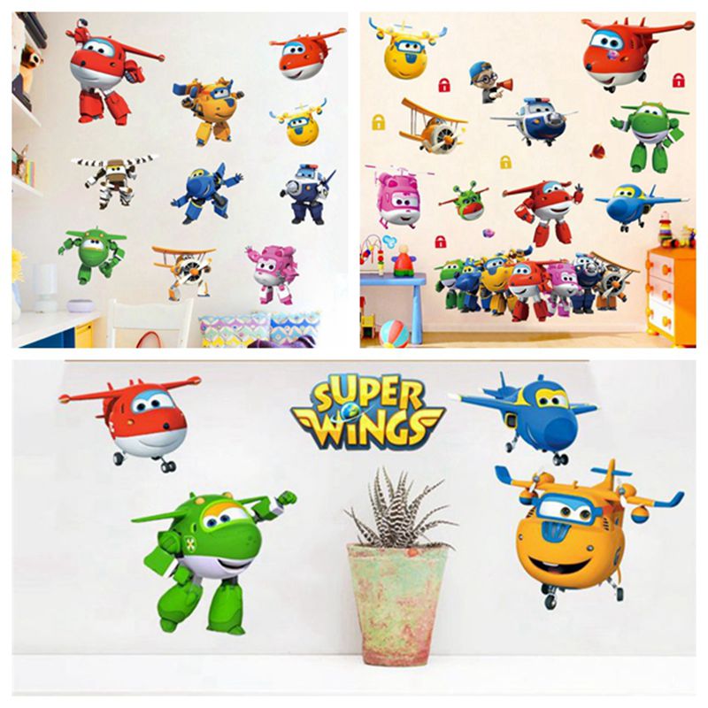 Baby Nursery Wall Stickers - Hot Cartoon Super Wings Deformazione Aereo