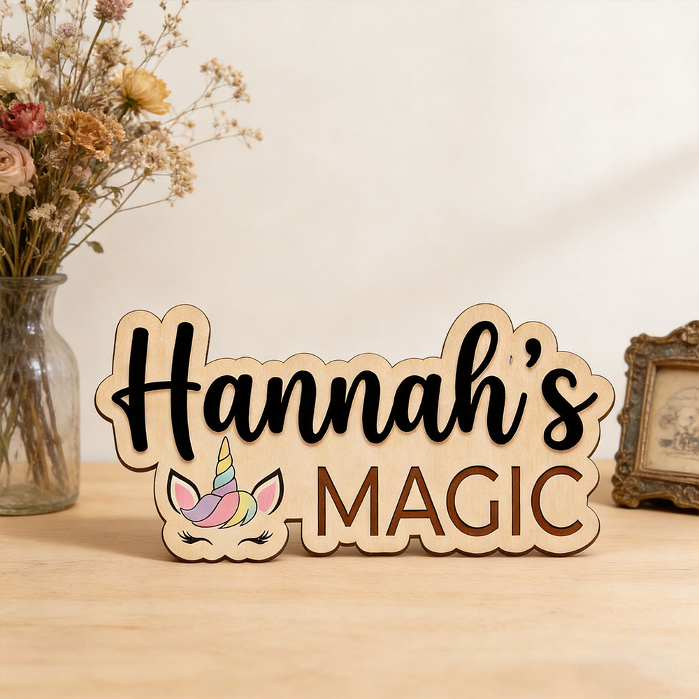 Baby Nursery Themes Girl - Targa Personalizzata in Legno a Tema