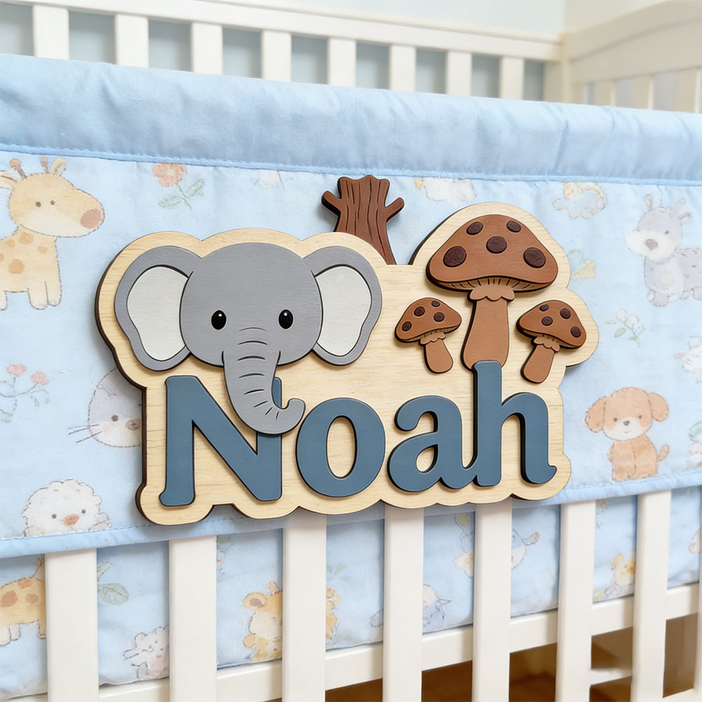Baby Nursery Themes Girl - Targa Personalizzabile in Legno con Nome