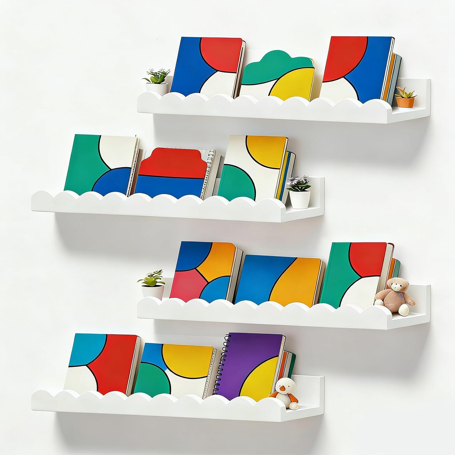 Baby Nursery Floating Shelves - Set di 4 mensole galleggianti bianche