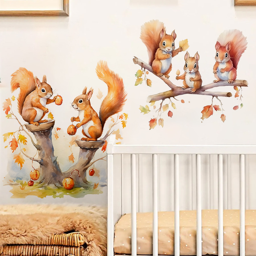 Baby Nursery Tree - Cartone animato carino scoiattolo caldo famiglia