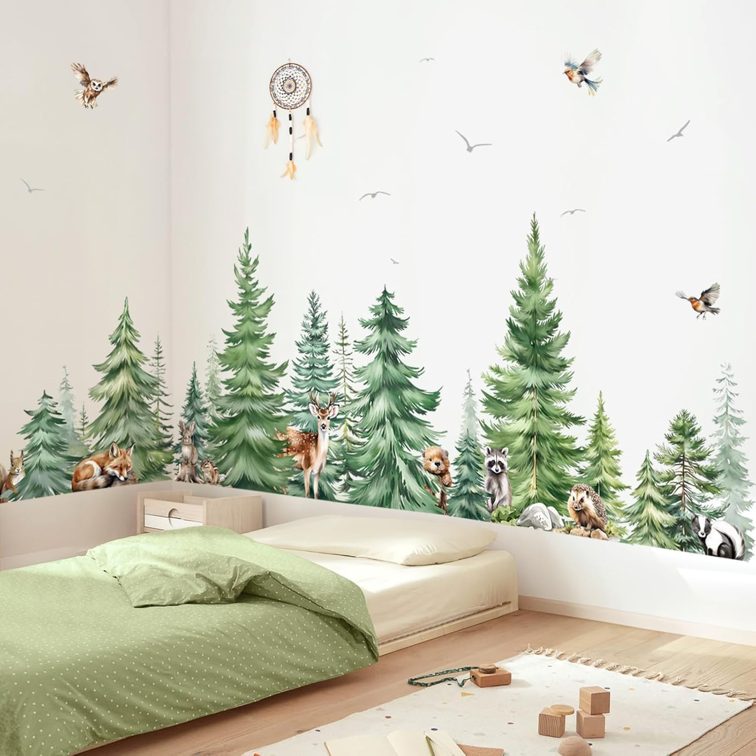 Baby Nursery Tree - Grande acquerello albero di pino animali
