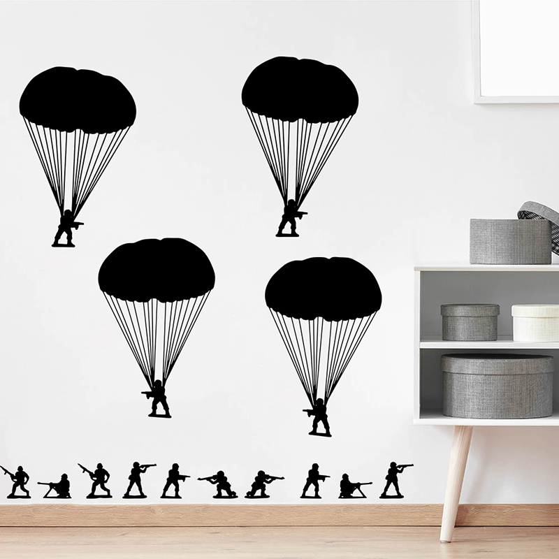 Baby Nursery Wall Stickers - Esercito Uomini Soldati Paracadutisti Adesivo da