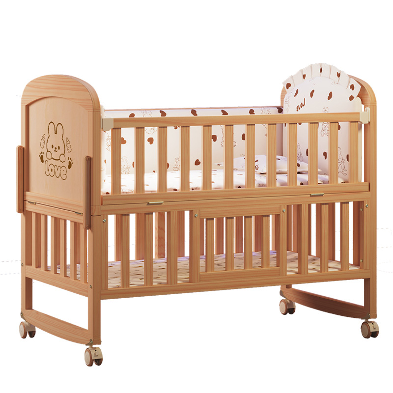 Baby Nursery With Queen Bed - Culla per neonati in legno massello,