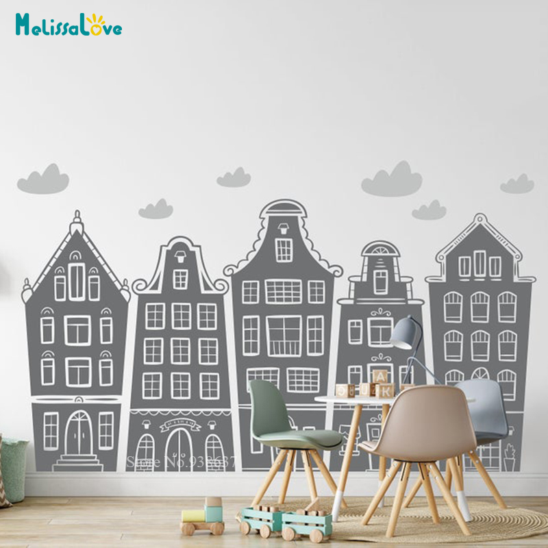 Baby Nursery Wall Stickers - Case scandinave e nuvole decalcomania Nursery