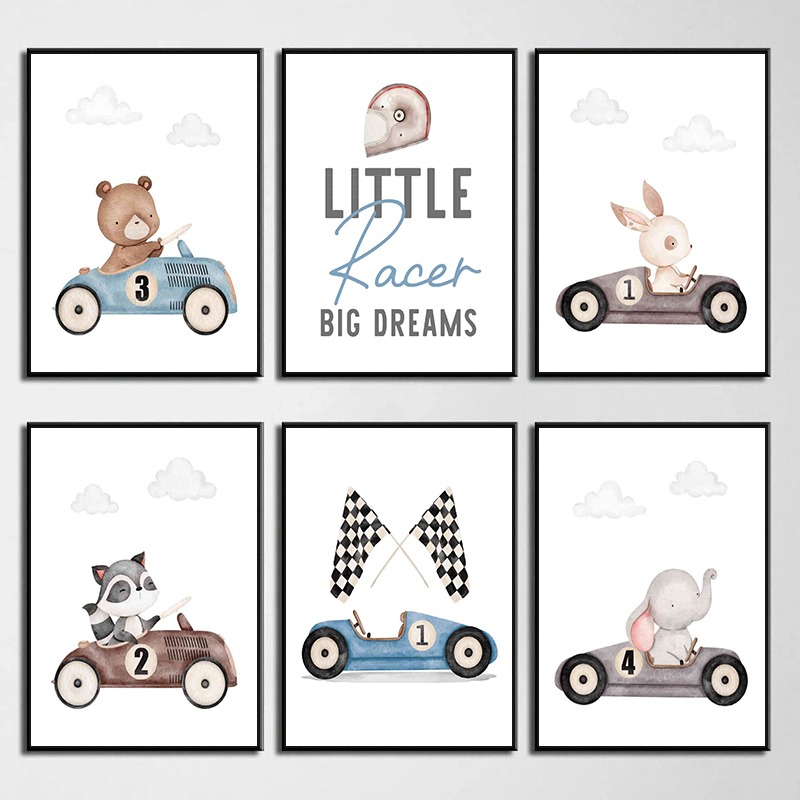 Baby Nursery Vintage - Poster Vintage di Auto da Corsa
