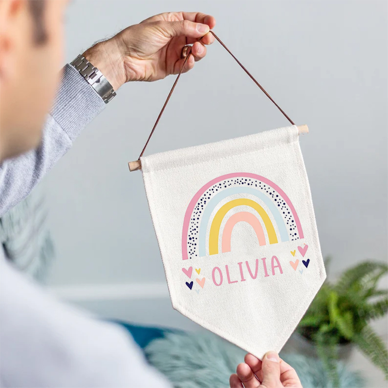 Baby Nursery Themes Girl - Nome personalizzato Banner Arcobaleno a tema