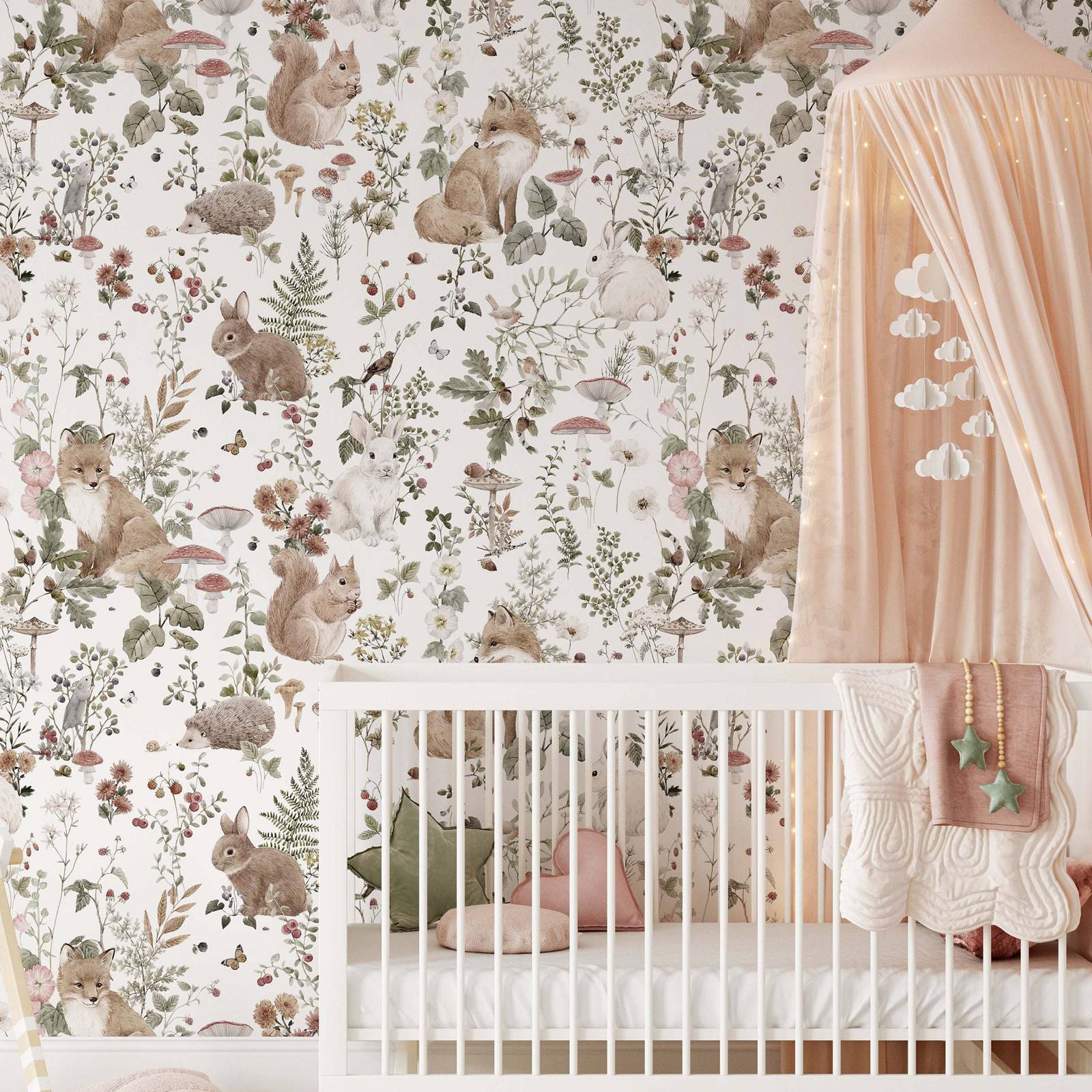 Forest Babies MuraL, carta da  - Baby Nursery Vintage recensione e prezzo
