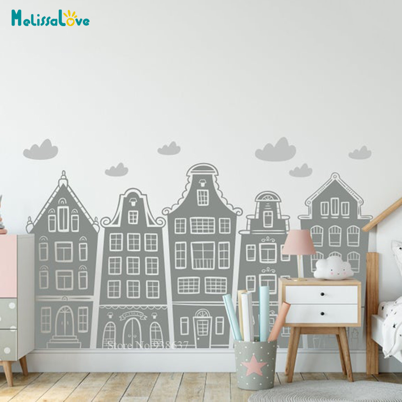 Case scandinave e nuvole decal - Baby Nursery Wall Stickers recensione e prezzo