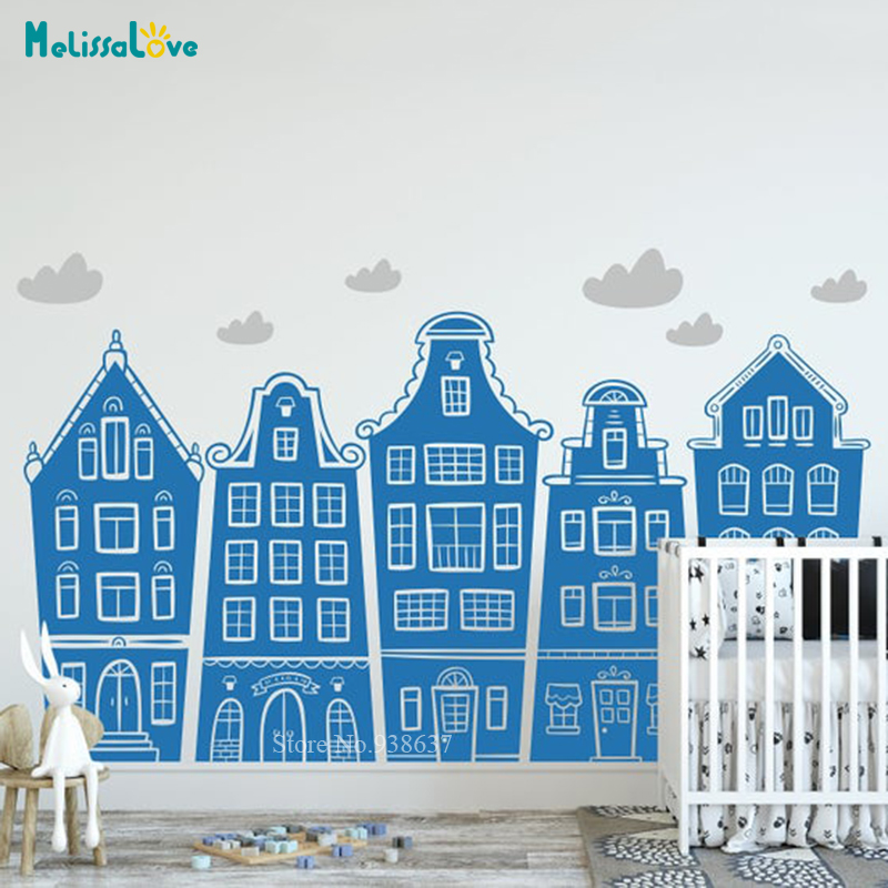 Case scandinave e nuvole decal - Baby Nursery Wall Stickers recensione e prezzo