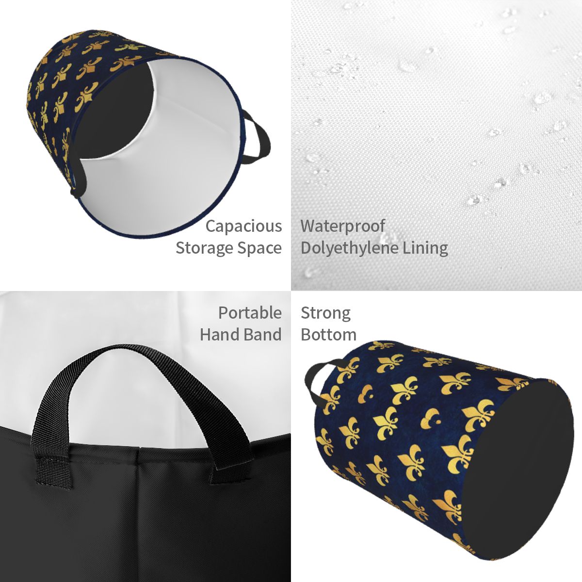 Royal Gold Blue Grunge Fleur D - Baby Nursery Laundry Hamper recensione e prezzo